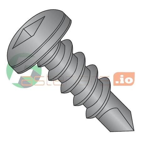 Newport Fasteners Self-Drilling Screw, #10 x 1/2 in, Black Oxide Steel Pan Head Square Drive, 8000 PK 213515
